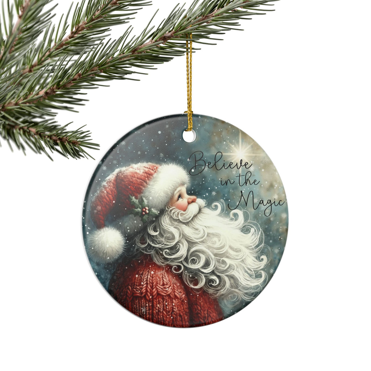 Believe in the Magic Santa Ornament, Vintage Christmas Keepsake