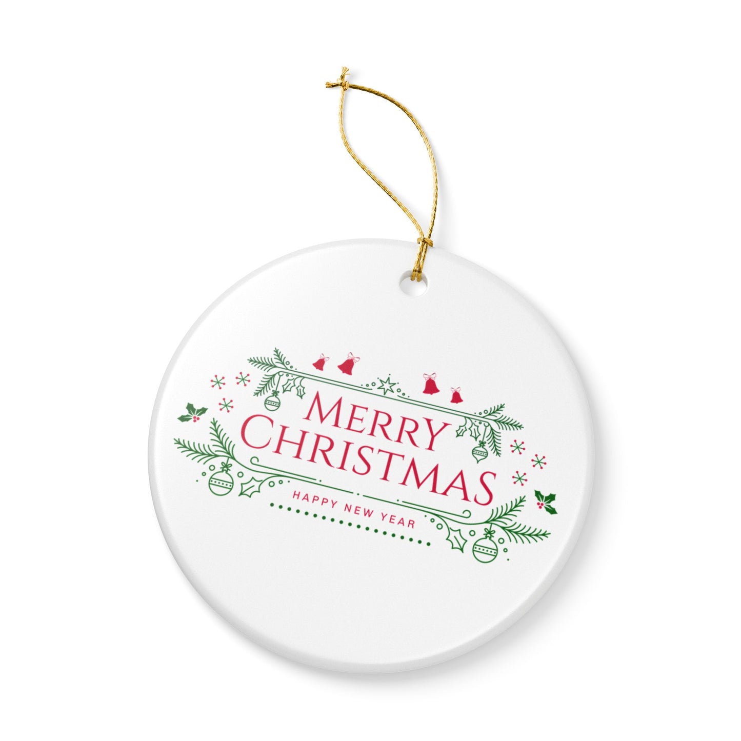 Merry Christmas Ceramic Ornament, Holiday Decor, Xmas Tree Hanging, Festive Gift, New Year Decoration