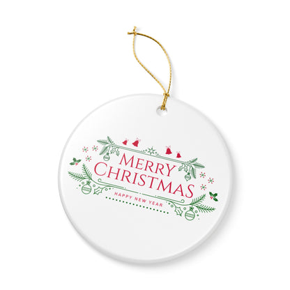 Merry Christmas Ceramic Ornament, Holiday Decor, Xmas Tree Hanging, Festive Gift, New Year Decoration