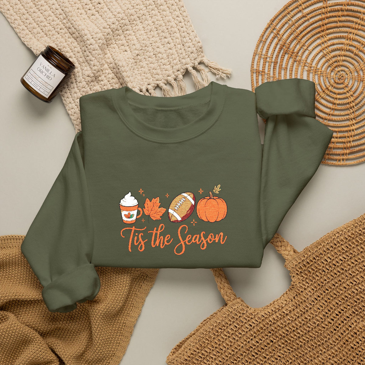 Embroidered Fall Tis The Season Sweatshirt