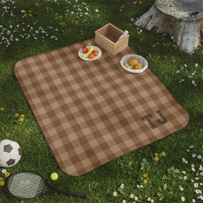 Personalized Buffalo Plaid Blanket Outdoor Camping Mat Waterproof Backed Picnic Blanket Large Family Beach Throw Fleece Portable Travel Accessory Rustic