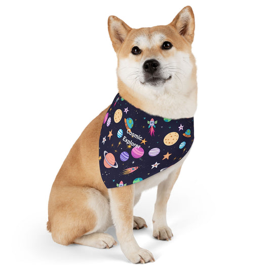Cosmic Explorer Pet Bandana Collar, Space Adventure Design for Pets
