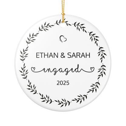 Engagement Ornament, Personalized Decoration, Newlywed Gift, Christmas Tree Decoration, Wedding Keepsake