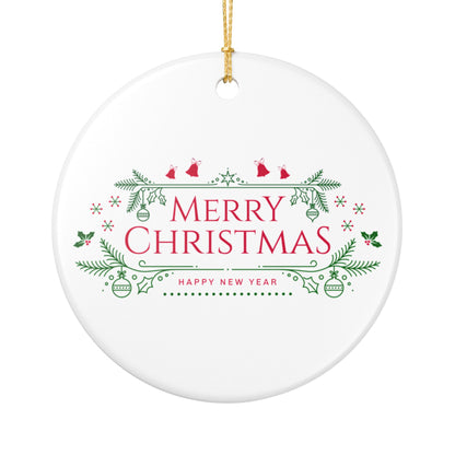 Merry Christmas Ceramic Ornament, Holiday Decor, Xmas Tree Hanging, Festive Gift, New Year Decoration