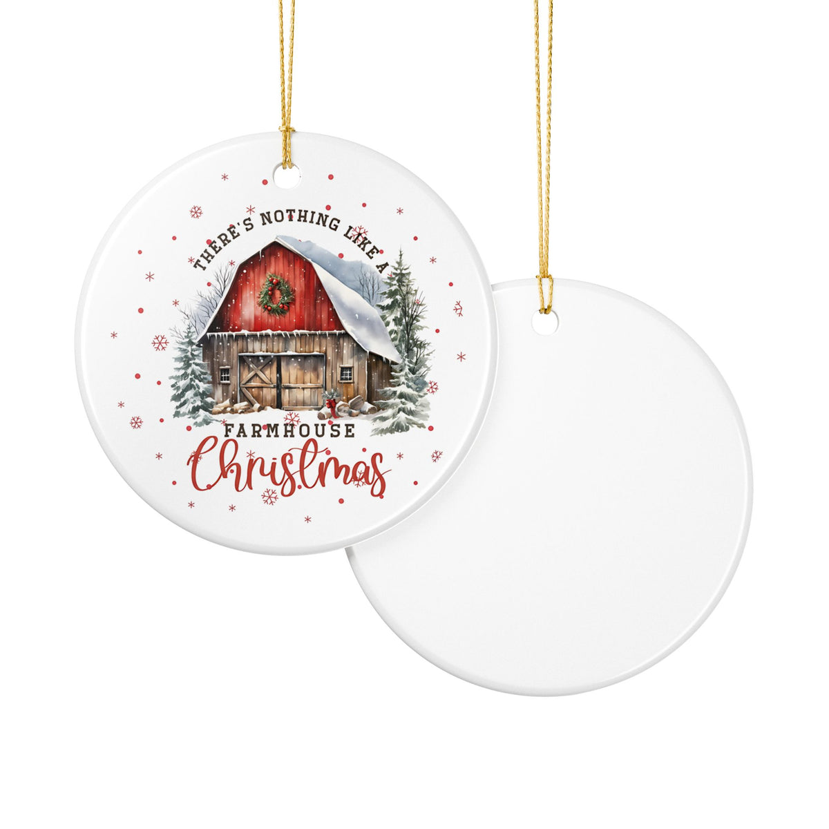 Farmhouse Christmas Ceramic Ornament, Rustic Holiday Decor, Holiday Keepsake