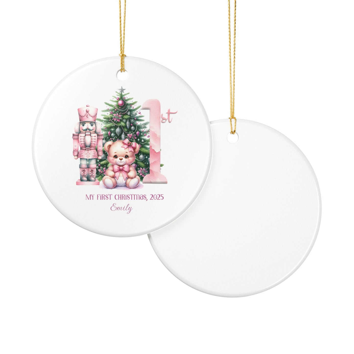 Personalized Baby's 1st Christmas Ornament, Baby Girl Christmas Ornament, Nutcracker Theme, Holiday Keepsake