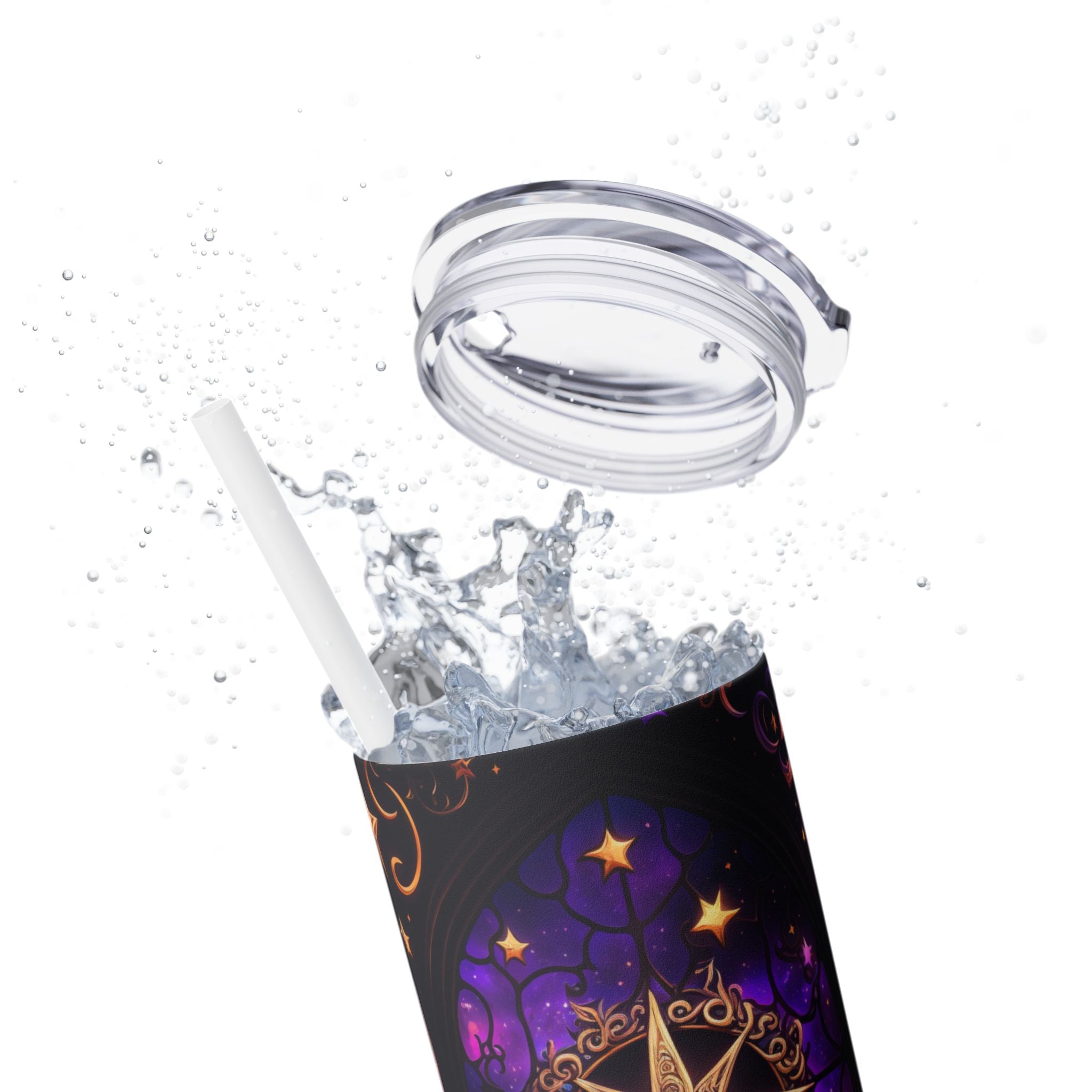 Stained Glass Witchy Vibe Tumbler – 20 oz Mystical Moonlight Skinny Cup