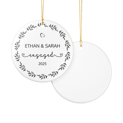 Engagement Ornament, Personalized Decoration, Newlywed Gift, Christmas Tree Decoration, Wedding Keepsake