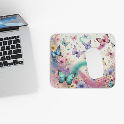Enchanted Butterfly Mouse Pad, Whimsical Boho Floral Design