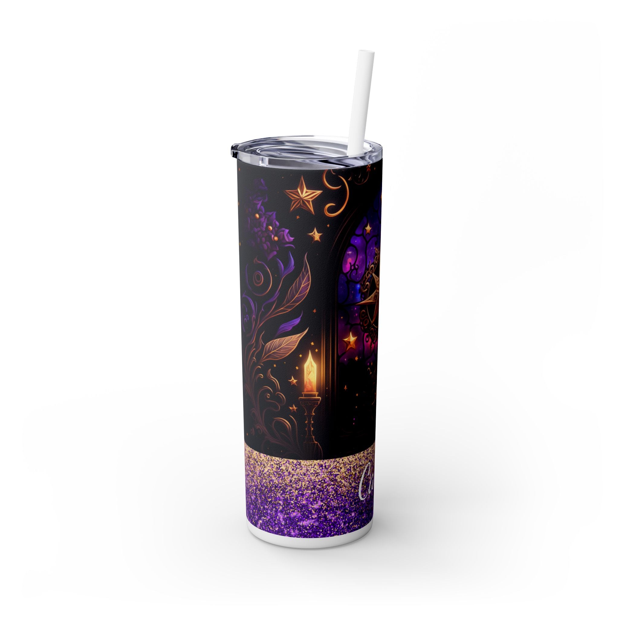 Stained Glass Witchy Vibe Tumbler – 20 oz Mystical Moonlight Skinny Cup