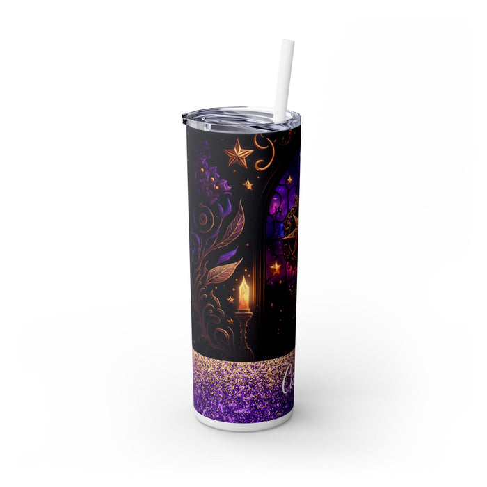 Stained Glass Witchy Vibe Tumbler – 20 oz Mystical Moonlight Skinny Cup
