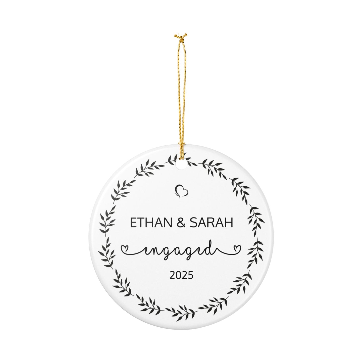 Engagement Ornament, Personalized Decoration, Newlywed Gift, Christmas Tree Decoration, Wedding Keepsake