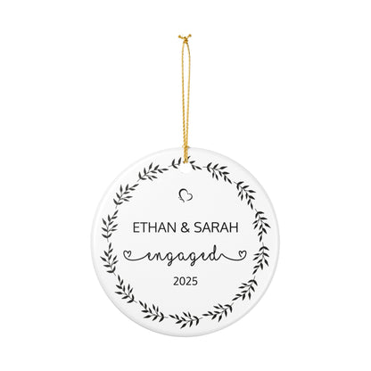 Engagement Ornament, Personalized Decoration, Newlywed Gift, Christmas Tree Decoration, Wedding Keepsake