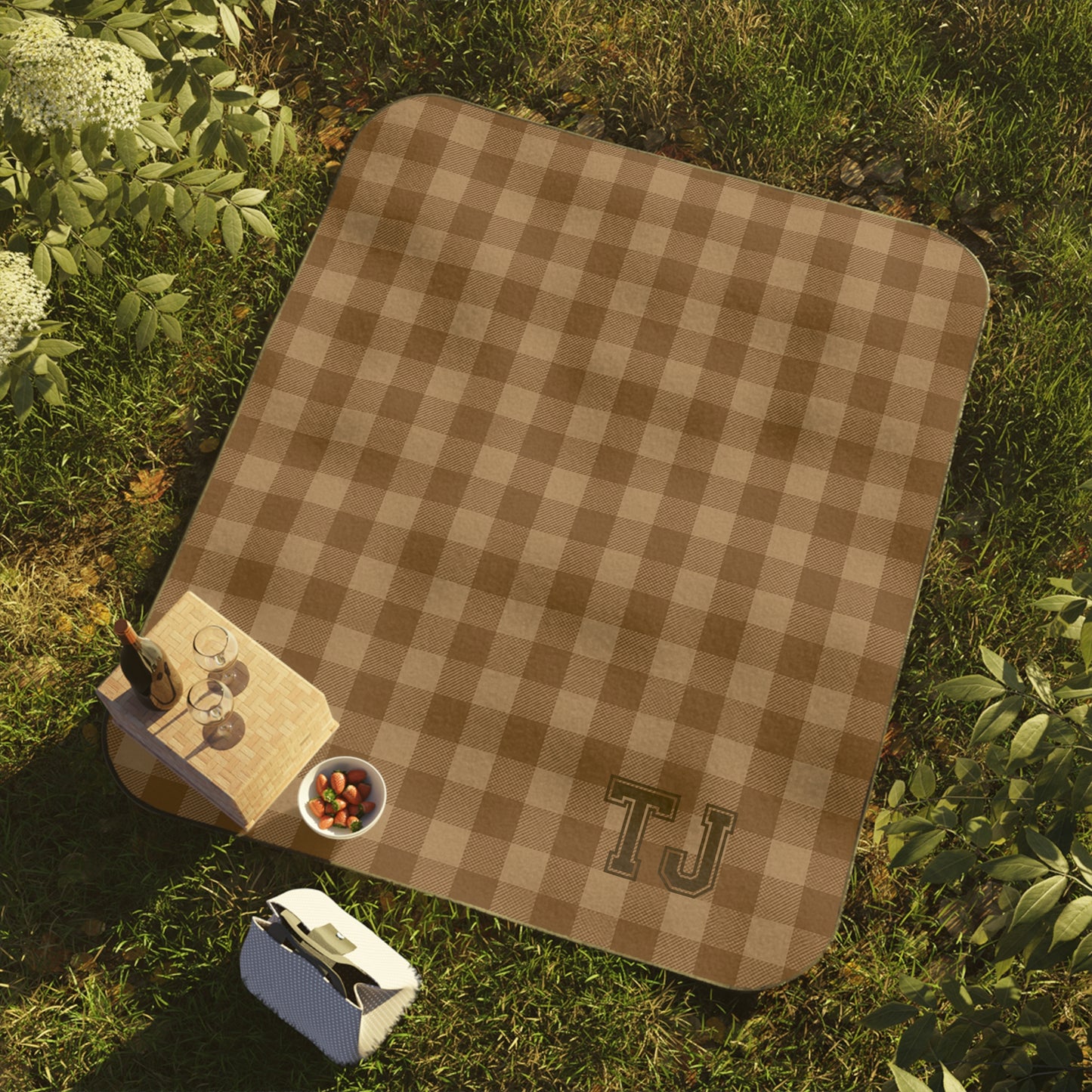 Personalized Buffalo Plaid Blanket Outdoor Camping Mat Waterproof Backed Picnic Blanket Large Family Beach Throw Fleece Portable Travel Accessory Rustic