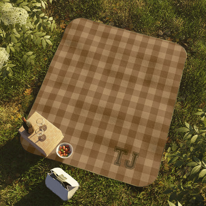 Personalized Buffalo Plaid Blanket Outdoor Camping Mat Waterproof Backed Picnic Blanket Large Family Beach Throw Fleece Portable Travel Accessory Rustic