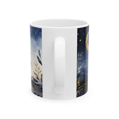 Be the Change Inspirational Mug – Celestial Mountain & Moon Design