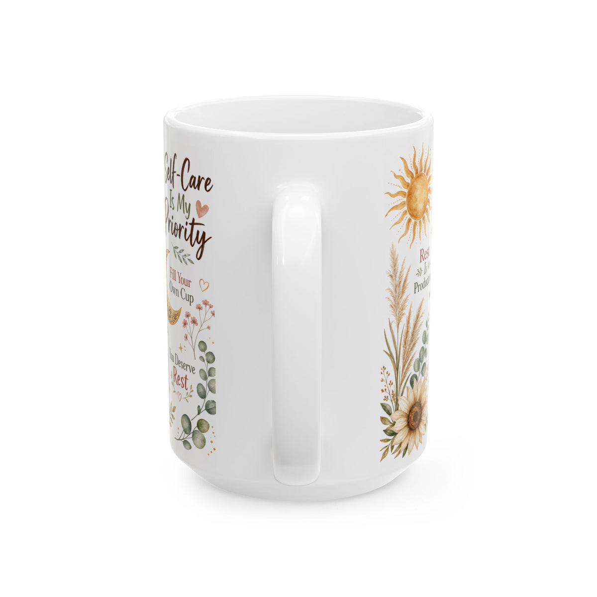 Self-Care Is My Priority Mug, Boho Wellness & Mindfulness Design