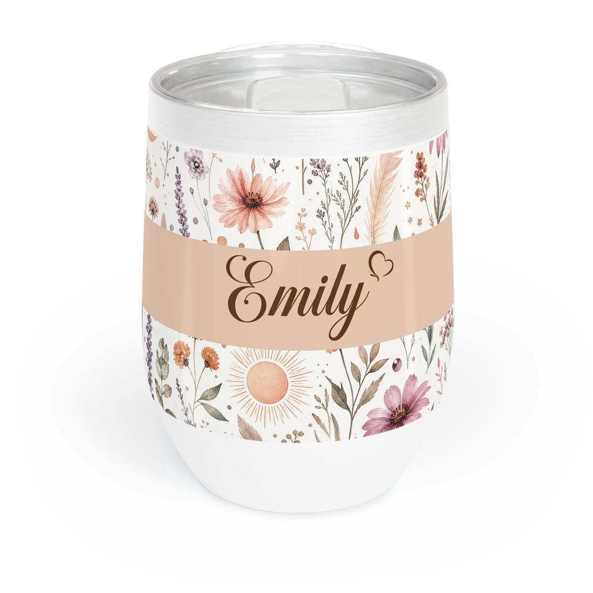 Personalized Boho Wildflower Wine Tumbler