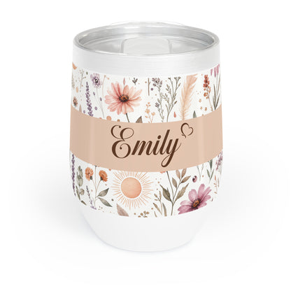 Personalized Boho Wildflower Wine Tumbler