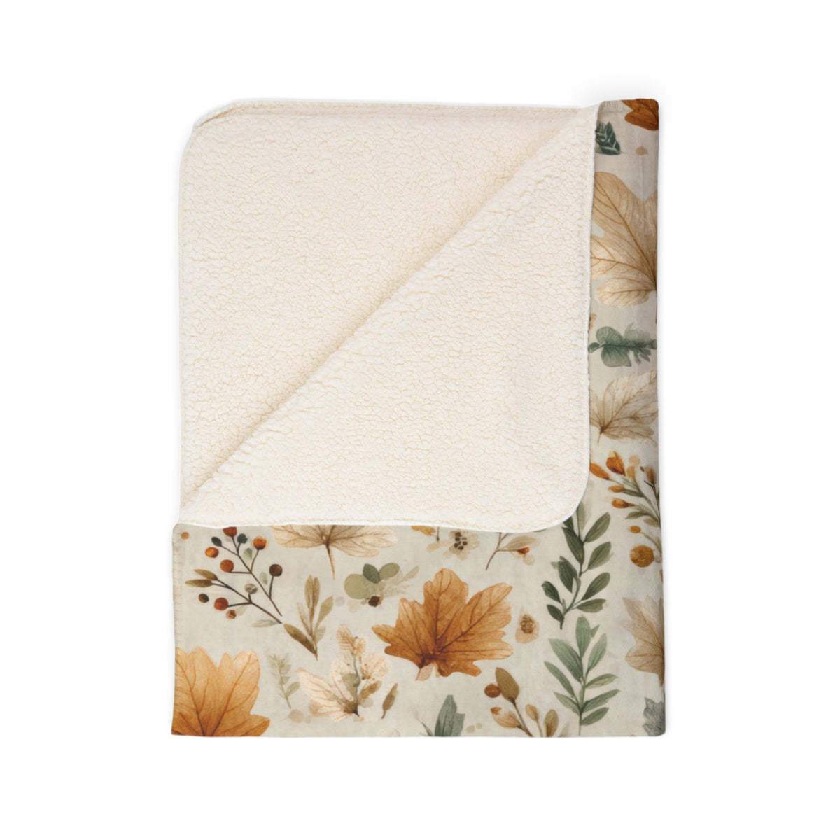 Autumn Leaves Sherpa Blanket, Cozy Boho Fall Throw