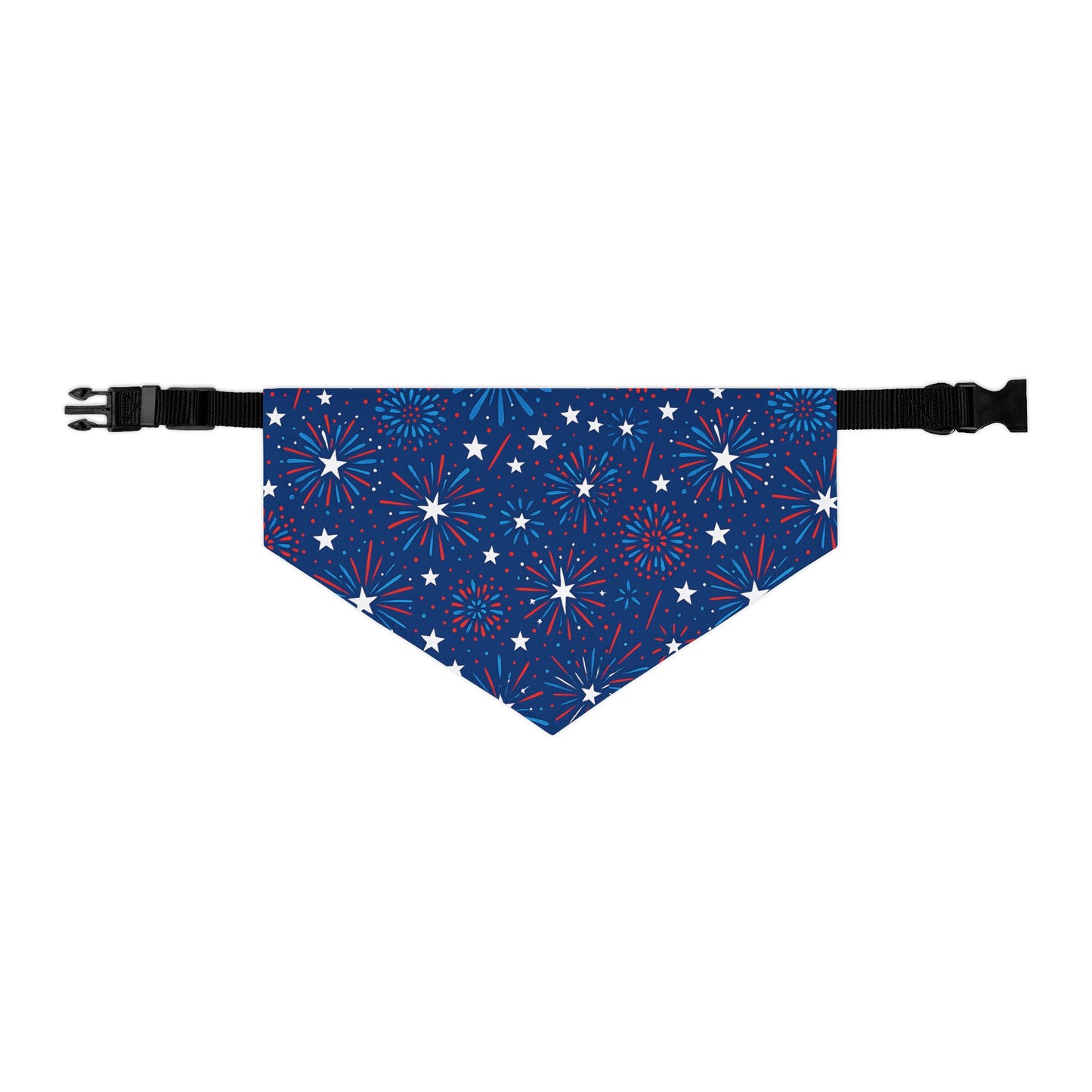 Patriotic Fireworks Pet Bandana Collar, Red, White & Blue Celebration Style, 4th of July