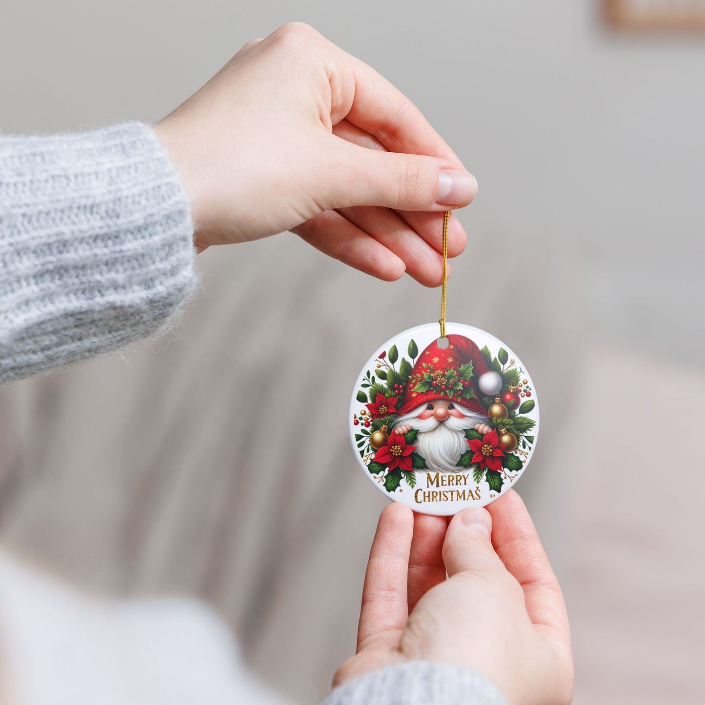 Gnome Christmas Ornament, Holiday Decor, Merry Christmas, Christmas Tree Ornament, Festive Ornament, Keepsake, Xmas