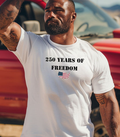 250 Years of Freedom T-shirt, USA flag map, patriotic anniversary