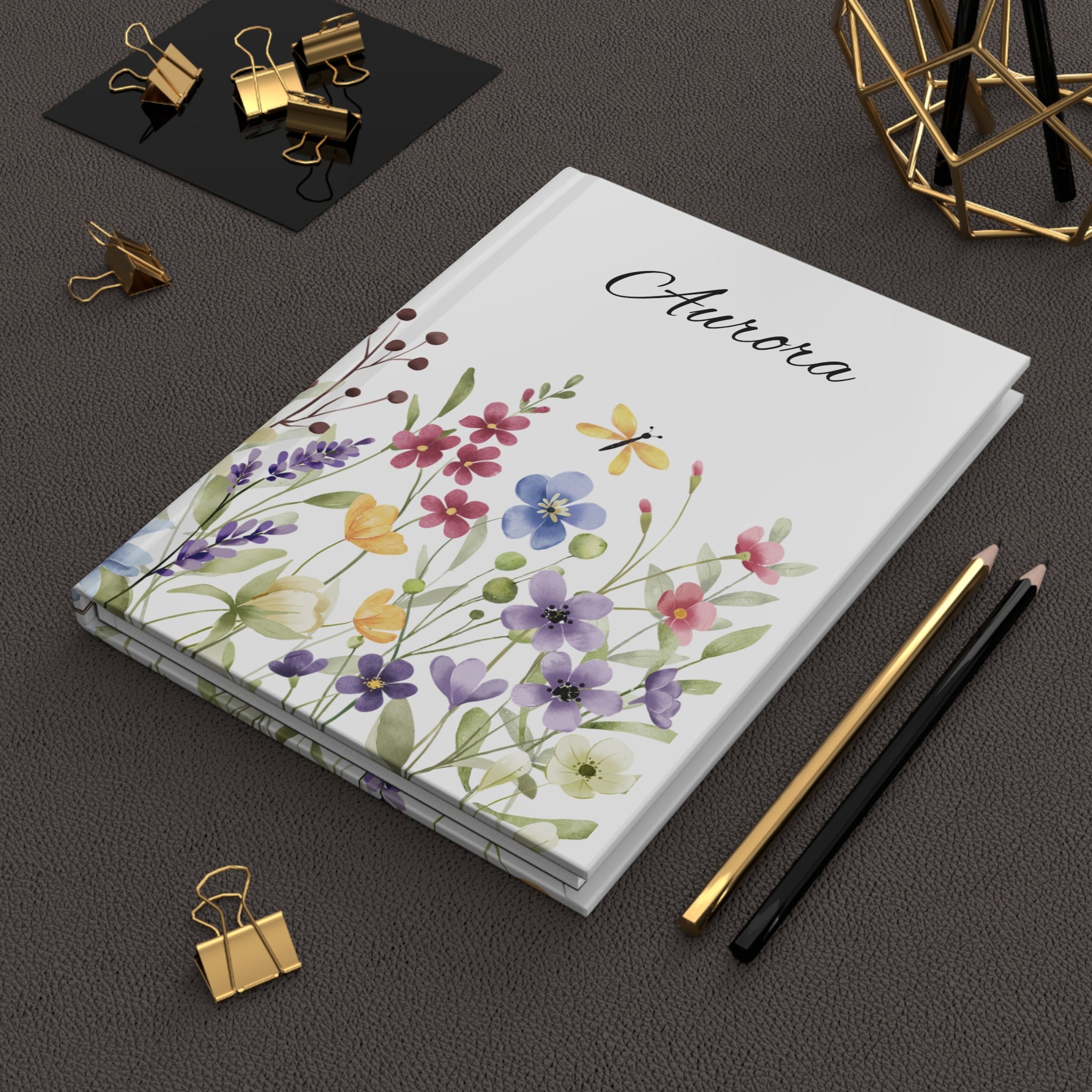Personalized Wildflower Hardcover Journal, Nature-Inspired Notebook