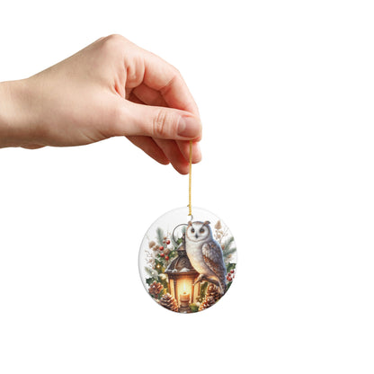 Winter Owl Lantern Ornament, Woodland Christmas Decoration