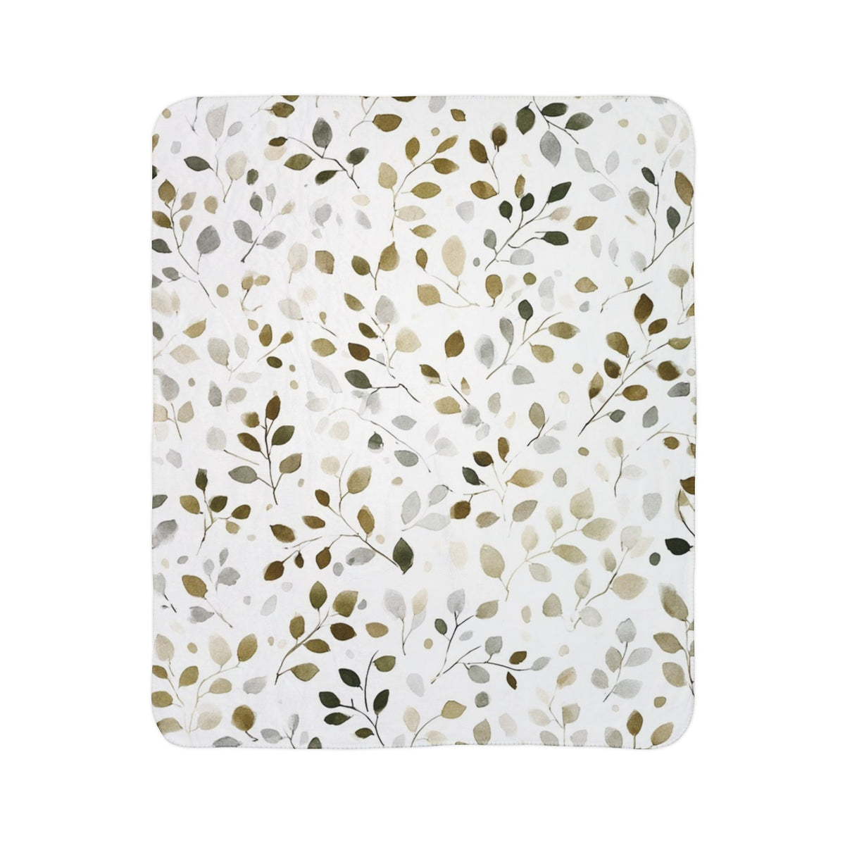Neutral Botanical Sherpa Blanket, Cozy Boho Leaf Throw