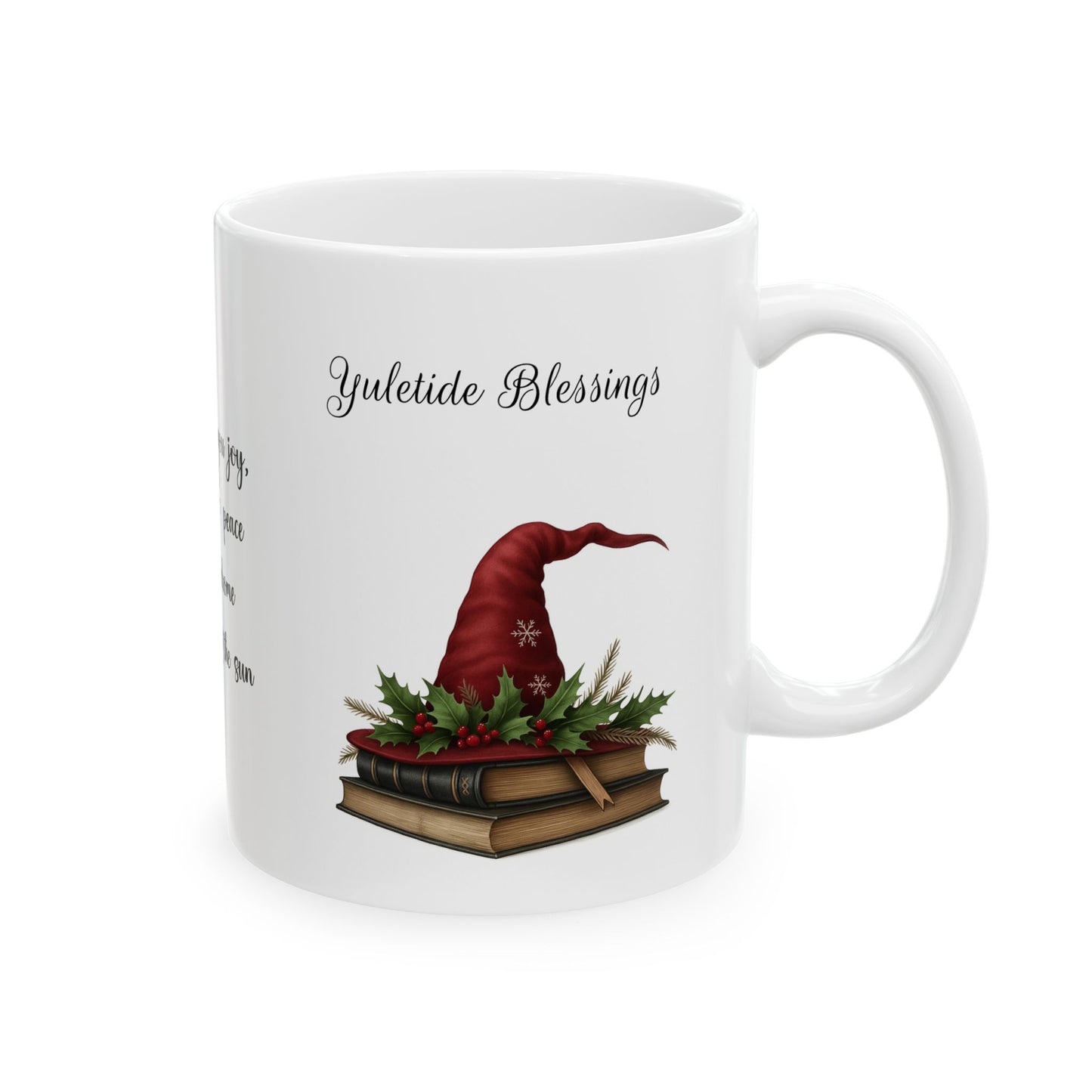 Yuletide Blessings Mug, Festive Witch Hat Coffee Mug, Winter Solstice Gift, Gift for Pagan Holiday