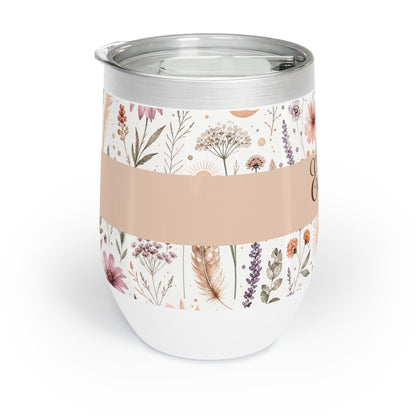 Personalized Boho Wildflower Wine Tumbler