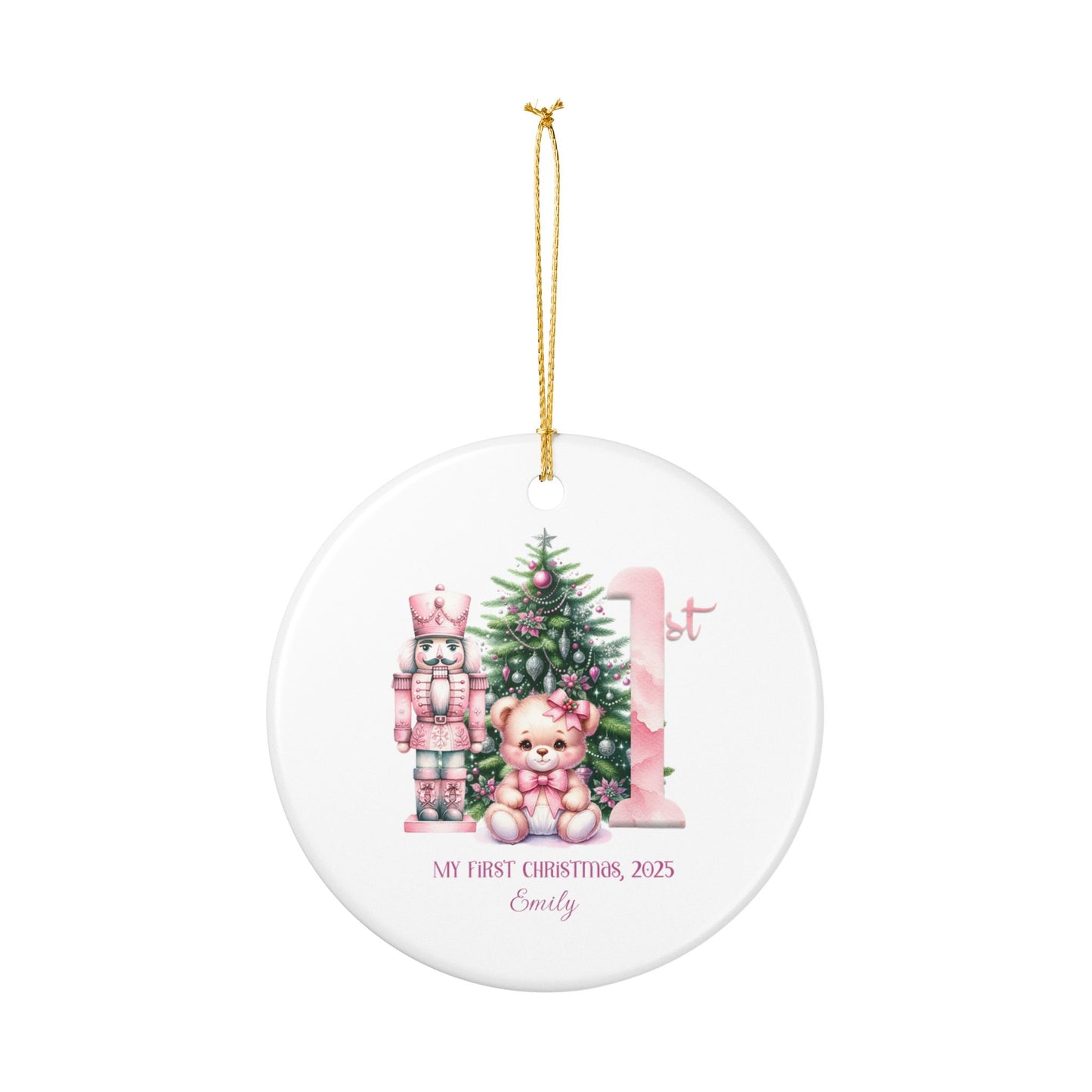 Personalized Baby's 1st Christmas Ornament, Baby Girl Christmas Ornament, Nutcracker Theme, Holiday Keepsake
