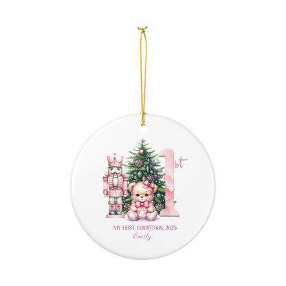 Personalized Baby's 1st Christmas Ornament, Baby Girl Christmas Ornament, Nutcracker Theme, Holiday Keepsake
