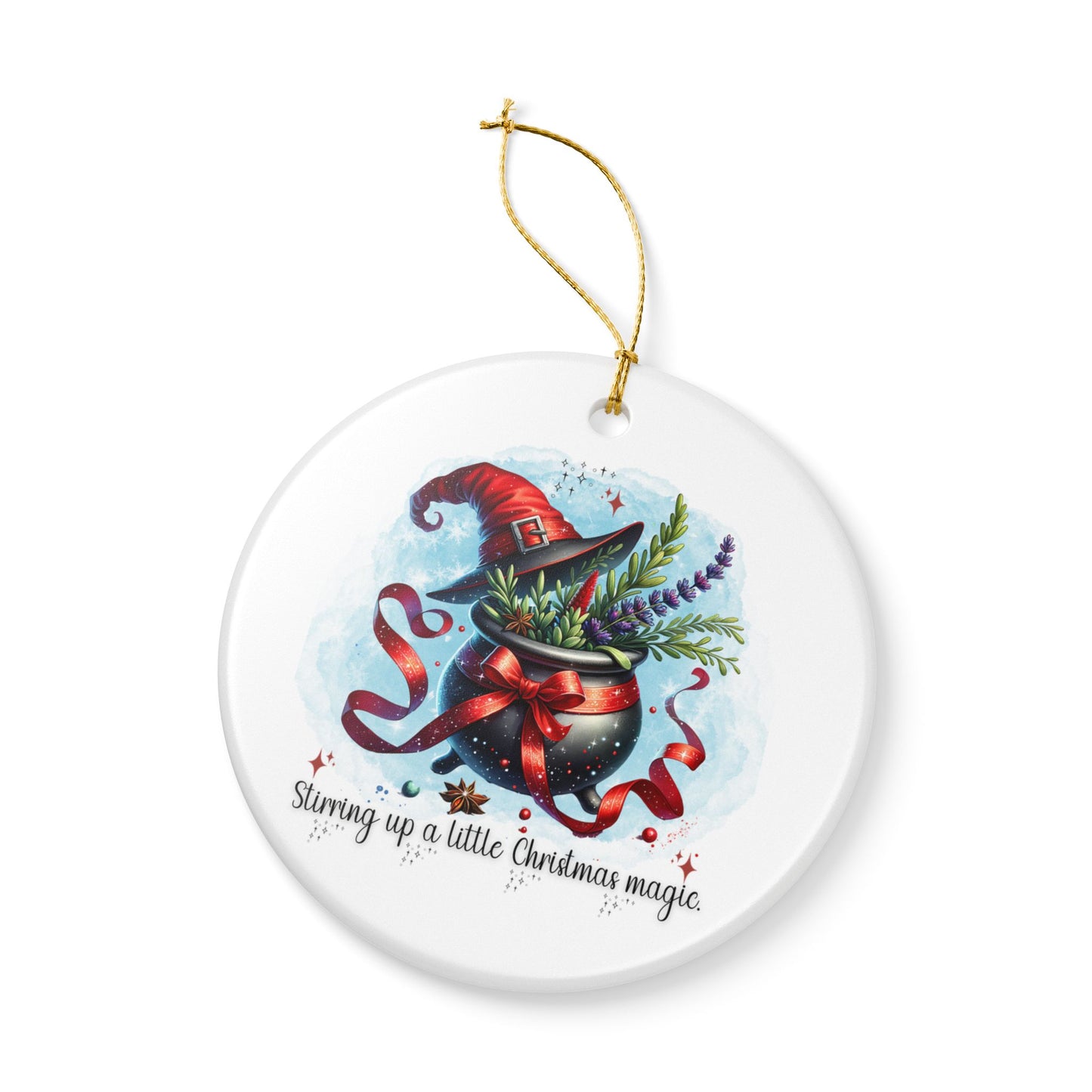 Stirring Up a Little Christmas Magic Ornament, Witchy Christmas Cauldron Décor