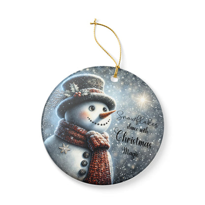 Snowflakes Dance With Christmas Magic Ornament, Snowman Holiday Keepsake