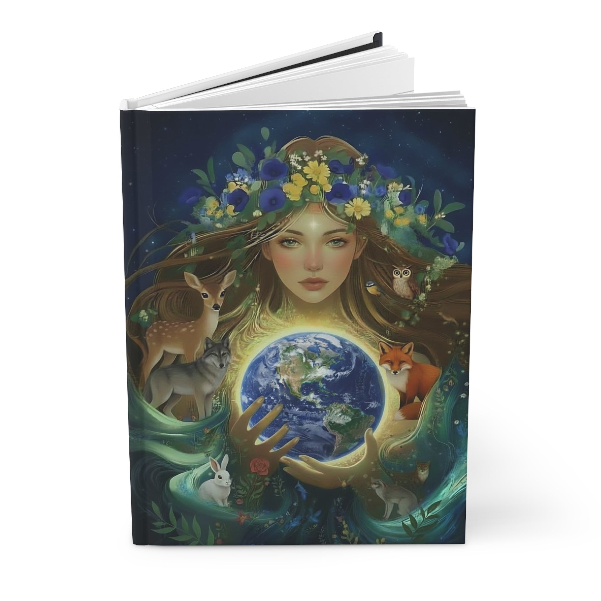 Gaia Earth Goddess Journal, Nature and Wildlife Inspired Notebook, Earth Day Journal