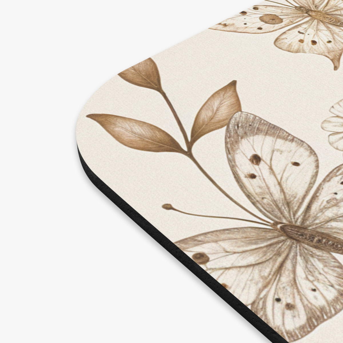 Vintage Butterfly Botanical Mouse Pad, Neutral Boho Desk Accessory