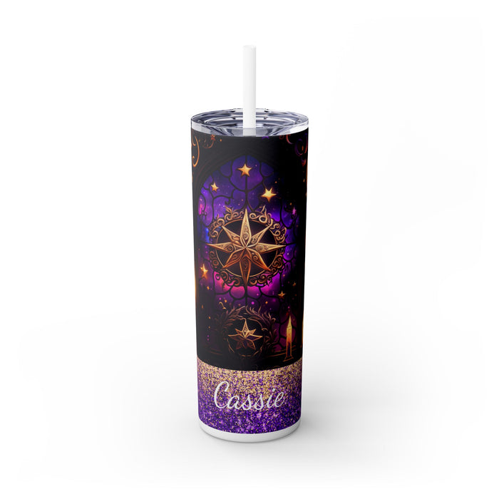 Stained Glass Witchy Vibe Tumbler – 20 oz Mystical Moonlight Skinny Cup