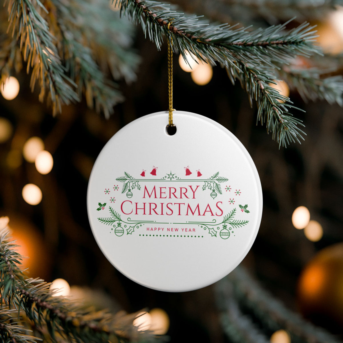 Merry Christmas Ceramic Ornament, Holiday Decor, Xmas Tree Hanging, Festive Gift, New Year Decoration