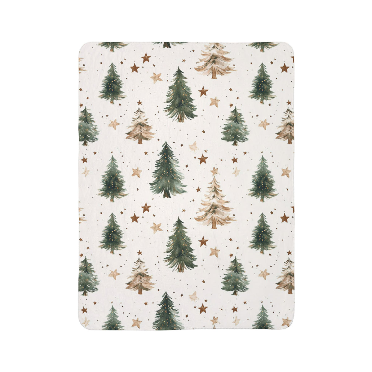 Winter Pines Sherpa Blanket, Cozy Woodland Christmas Throw