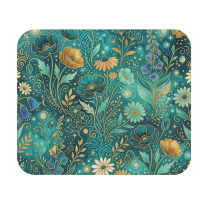 Enchanted Teal Wildflower Mouse Pad