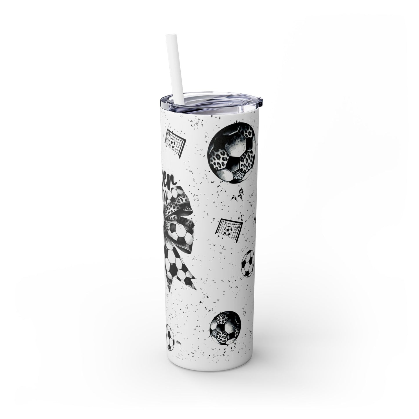 Soccer Mom Tumbler – Leopard Print Coquette Bow & Soccer Ball Design
