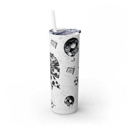 Soccer Mom Tumbler – Leopard Print Coquette Bow & Soccer Ball Design