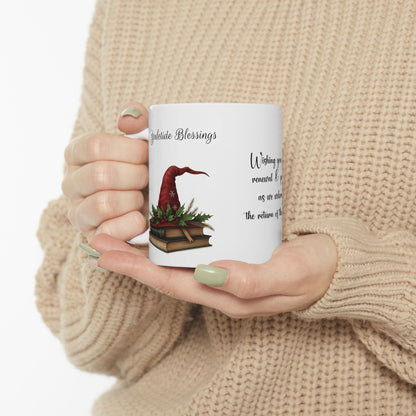 Yuletide Blessings Mug, Festive Witch Hat Coffee Mug, Winter Solstice Gift, Gift for Pagan Holiday