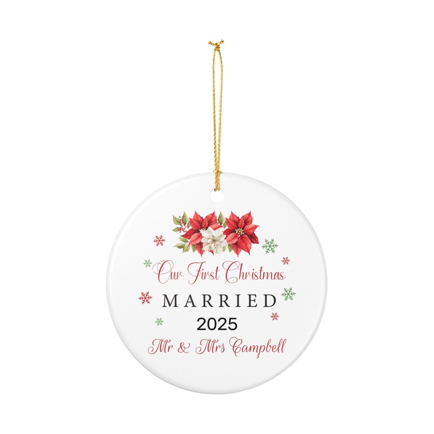 Our First Christmas Married Ornament 2025, Personalized Newlywed Keepsake