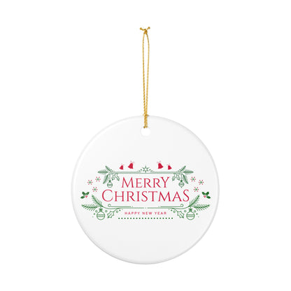 Merry Christmas Ceramic Ornament, Holiday Decor, Xmas Tree Hanging, Festive Gift, New Year Decoration