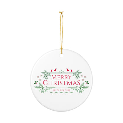 Merry Christmas Ceramic Ornament, Holiday Decor, Xmas Tree Hanging, Festive Gift, New Year Decoration