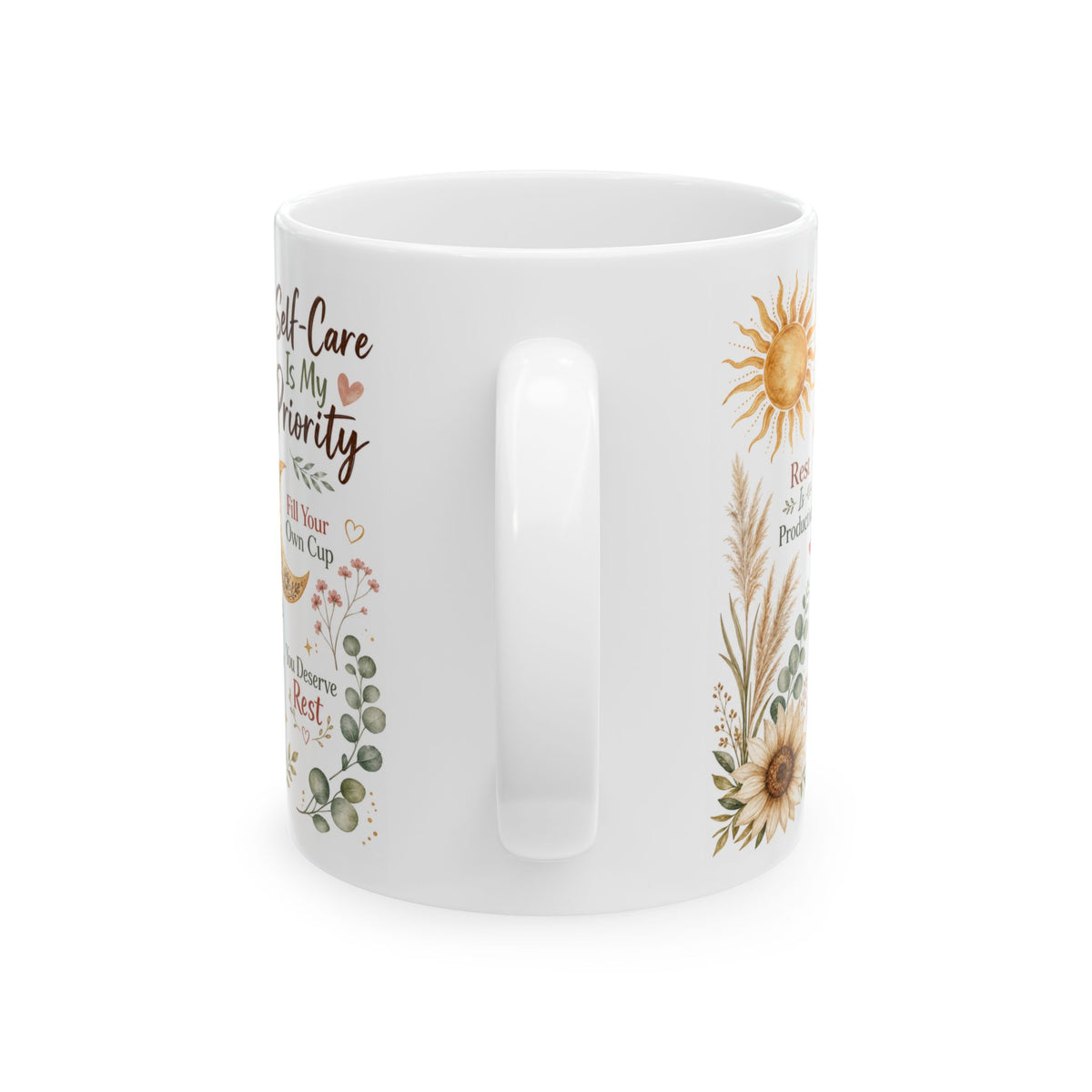 Self-Care Is My Priority Mug, Boho Wellness & Mindfulness Design
