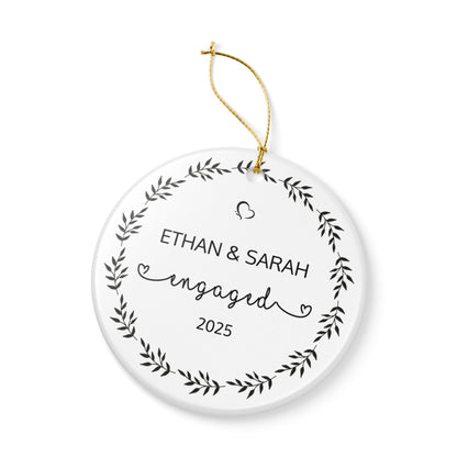 Engagement Ornament, Personalized Decoration, Newlywed Gift, Christmas Tree Decoration, Wedding Keepsake